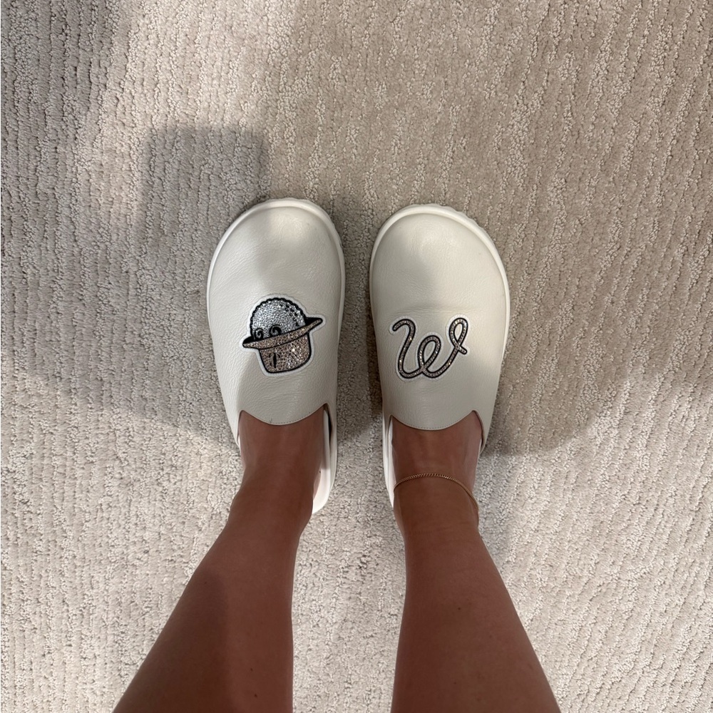 Jimmy Choo x Malbon White Embellished Mules
